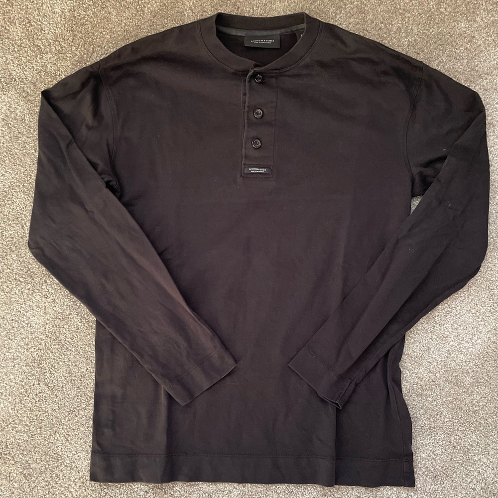 Men’s scotch & soda Classic Black Henley long sleeve